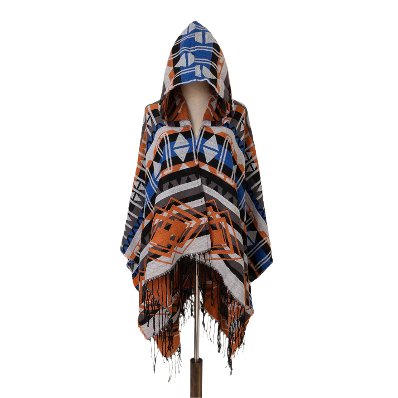 Women's Vintage Hooded Plaid Shawl Blanket Scarf-0
