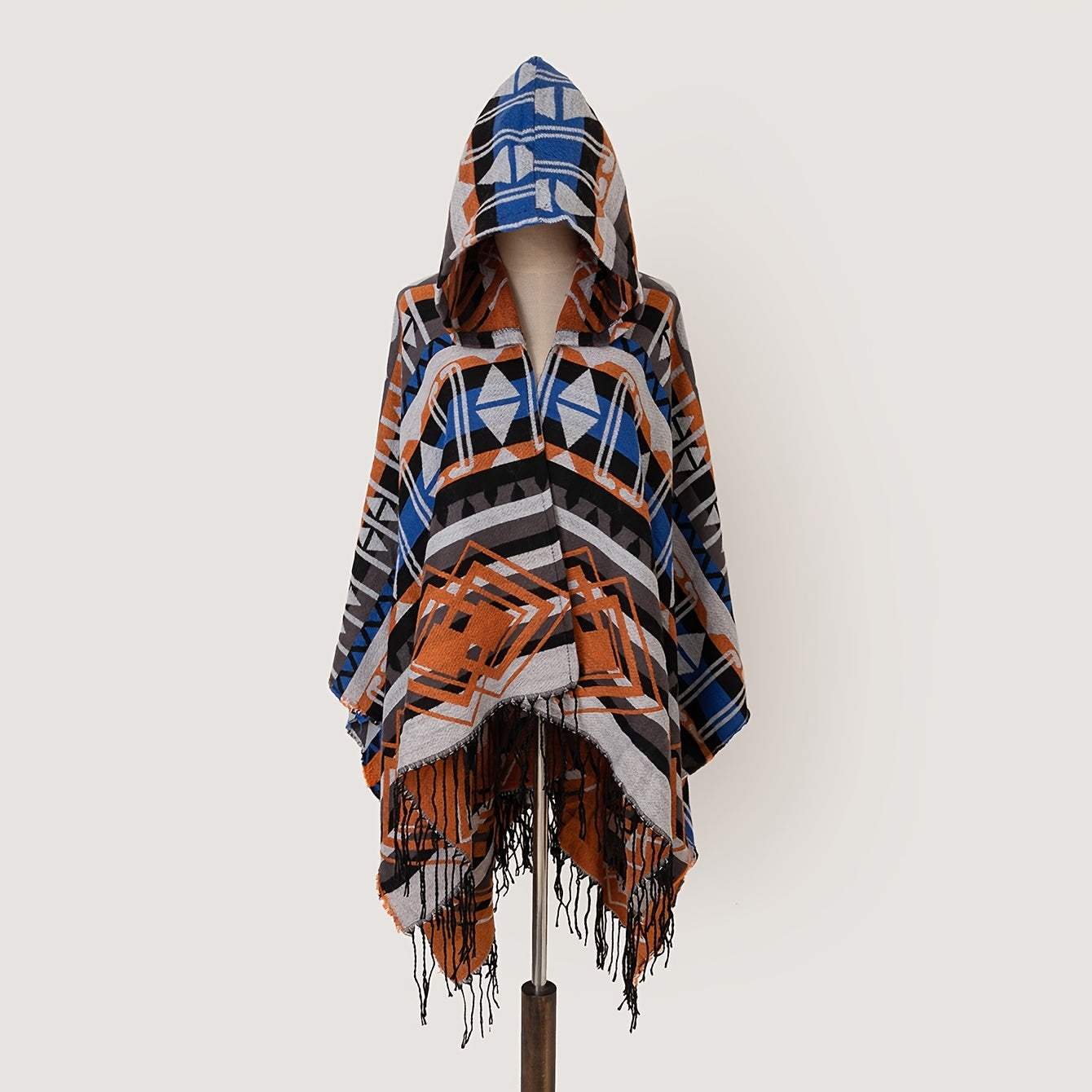 Women's Vintage Hooded Plaid Shawl Blanket Scarf-1