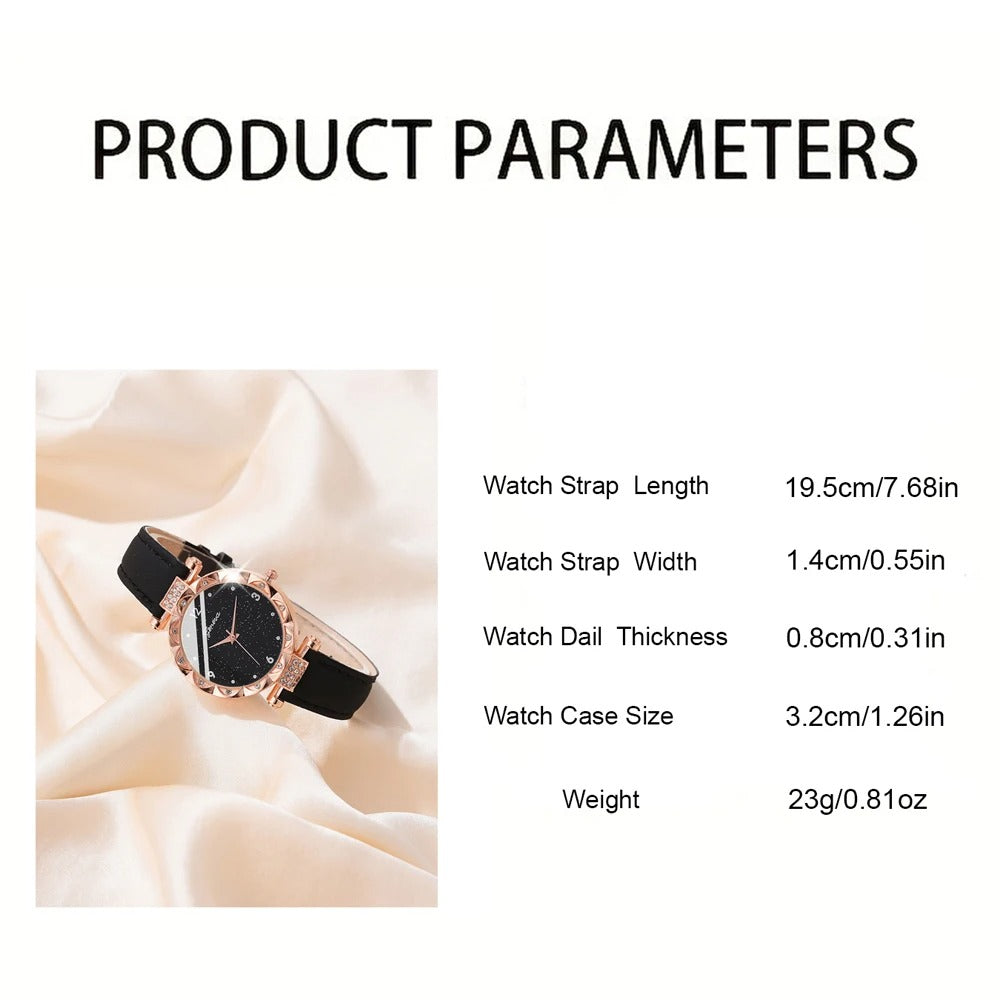 Luxury Women’s Rhinestone Quartz Watch Set (5-Piece)-2