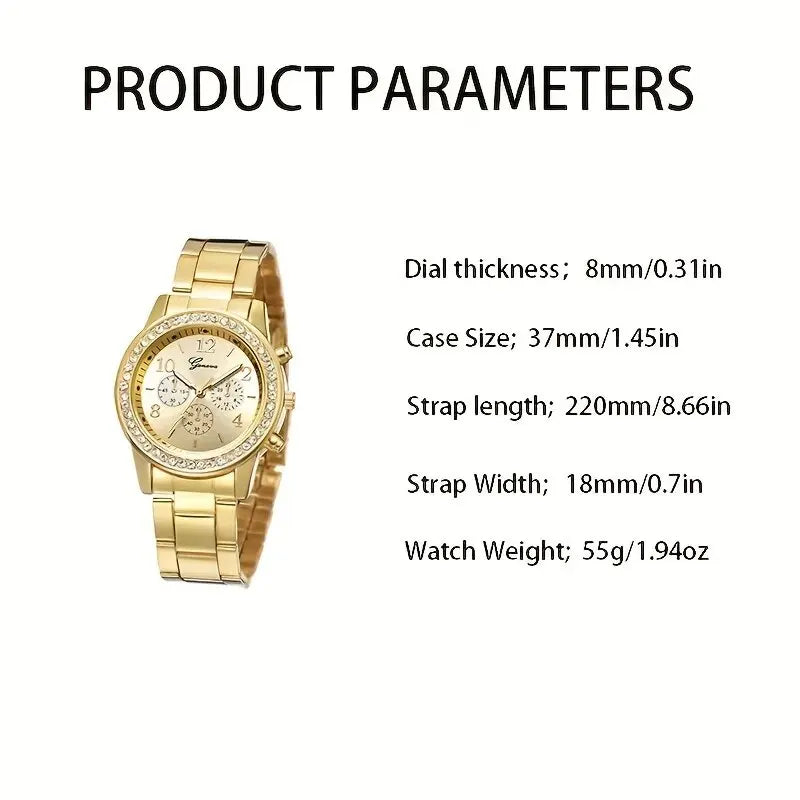Women’s Luxury Gold Watch Jewelry Set (5PCS)-3
