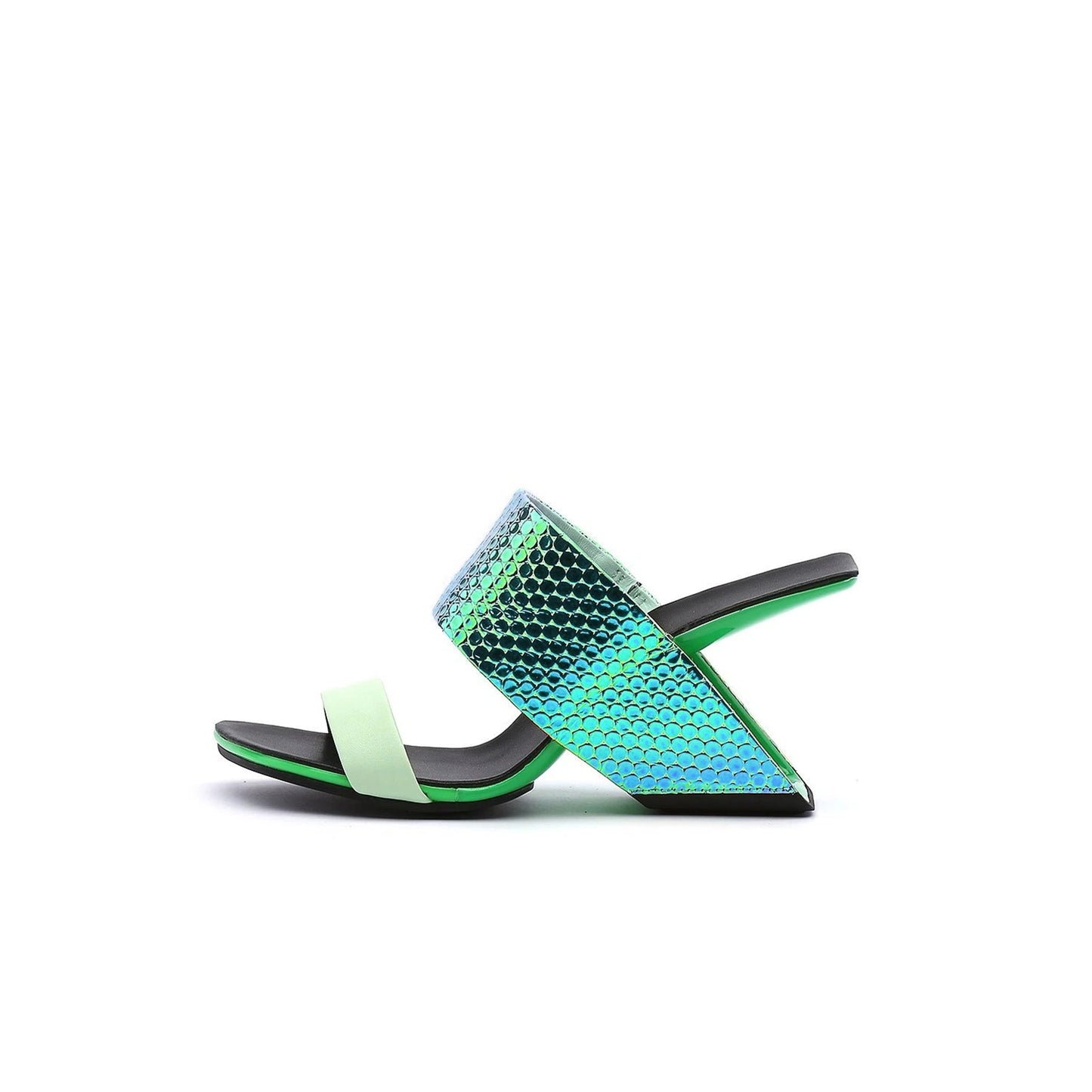 Electrifying Double Strap Edgy Heel-Less Wedges-5