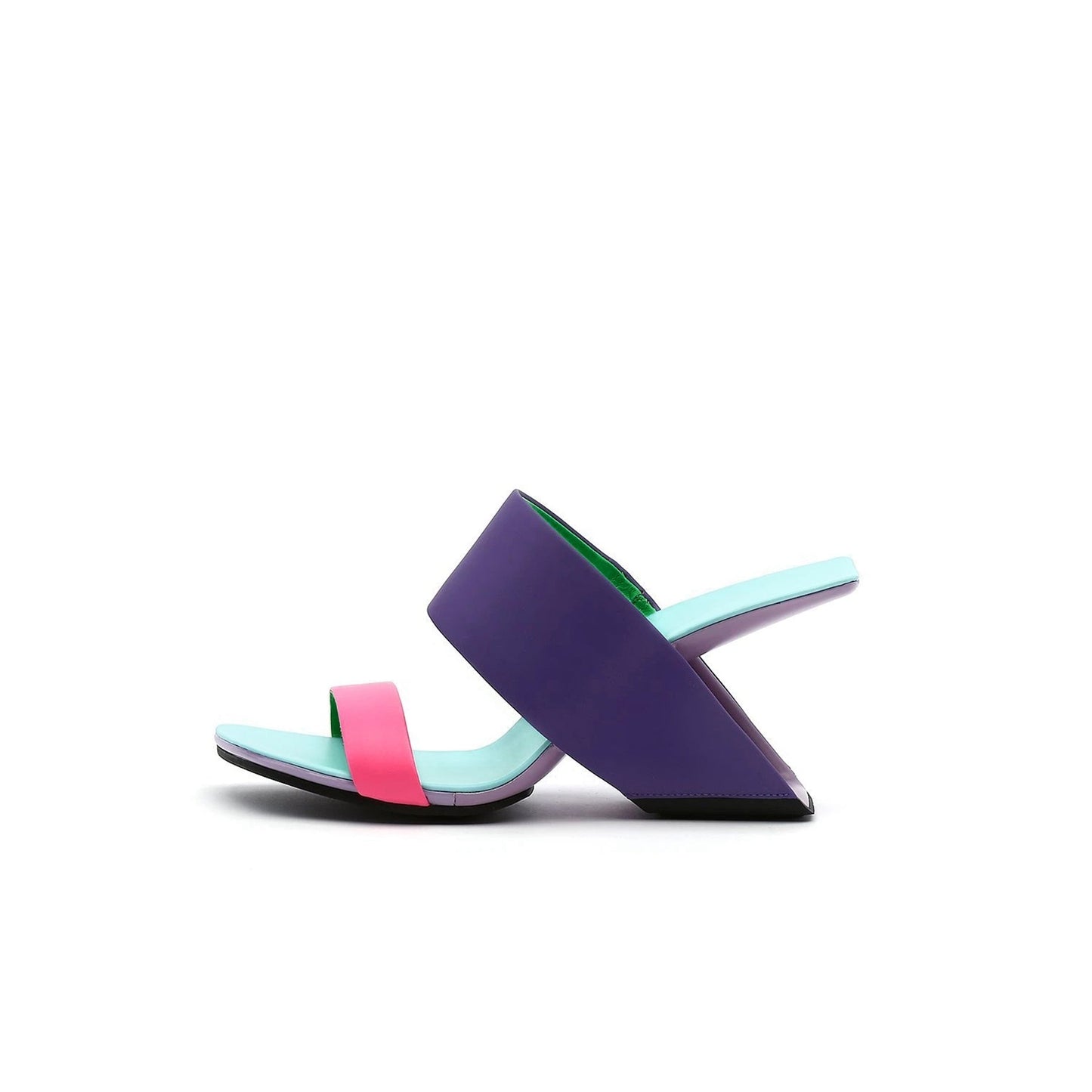 Electrifying Double Strap Edgy Heel-Less Wedges-6