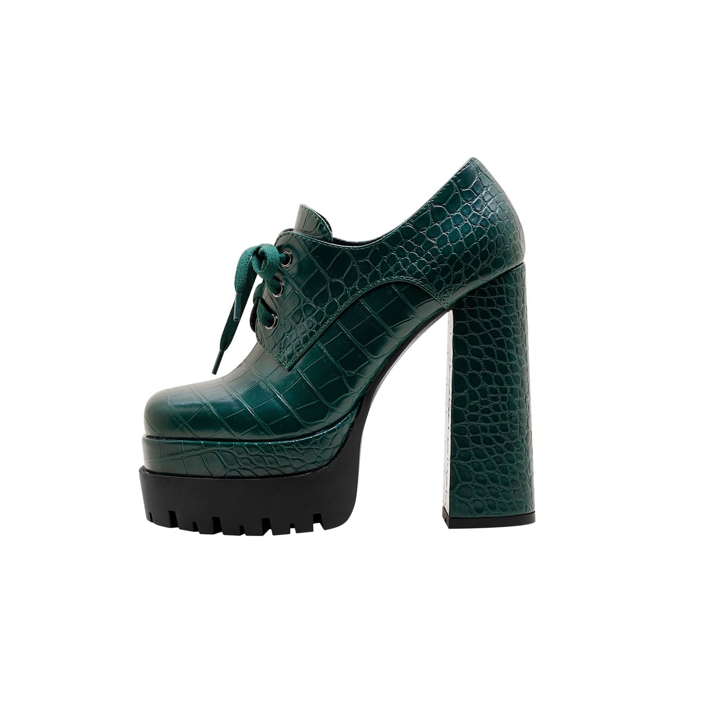 Forest Green Chunky Oxford Platform Heels-0