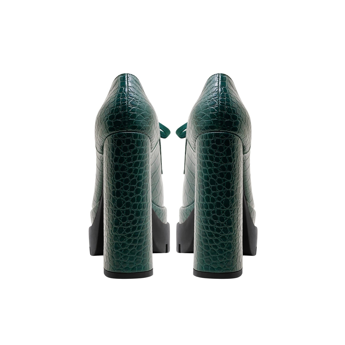 Forest Green Chunky Oxford Platform Heels-2