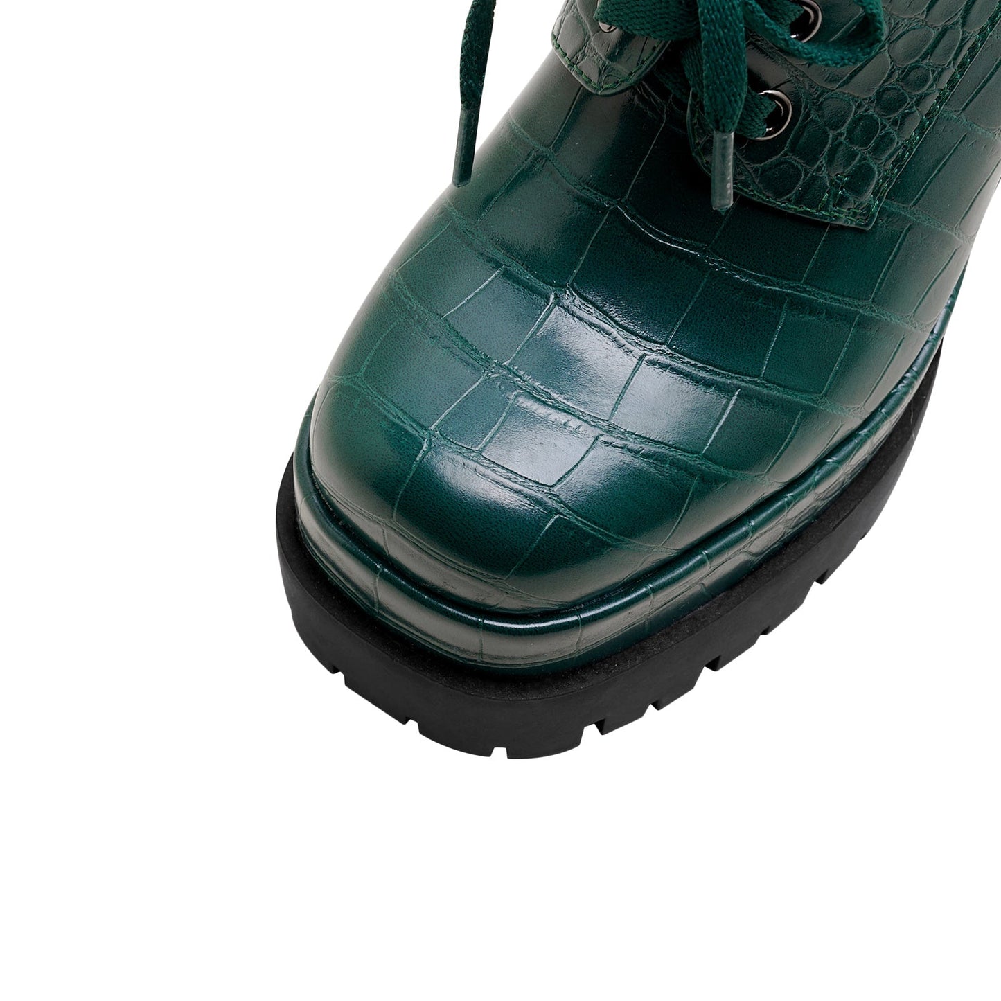 Forest Green Chunky Oxford Platform Heels-4