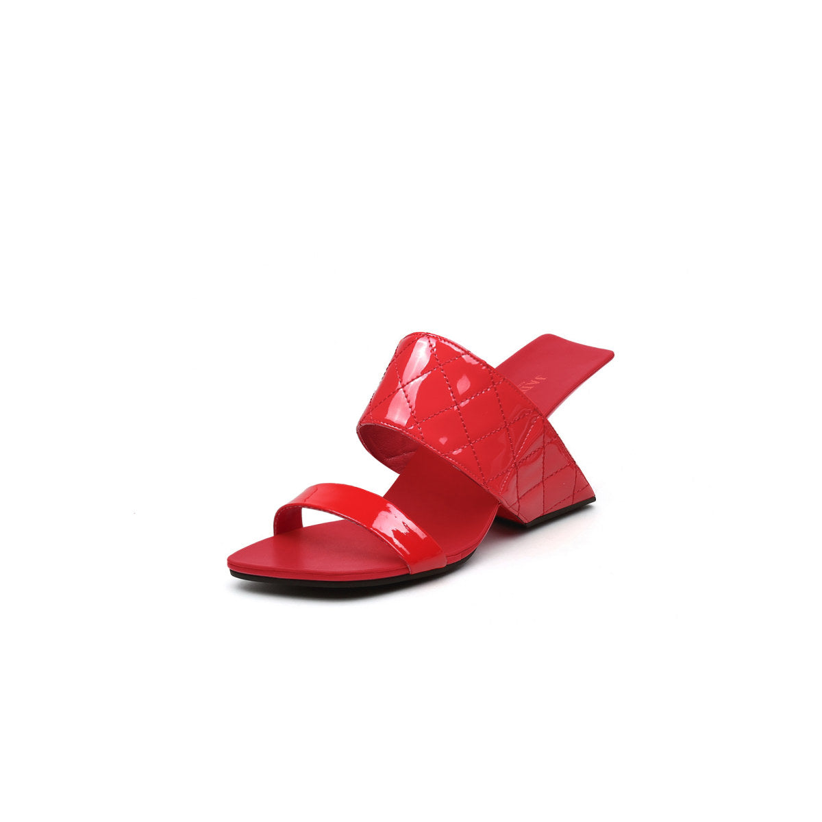 Glossy Neon Leather Wedge Heels-1