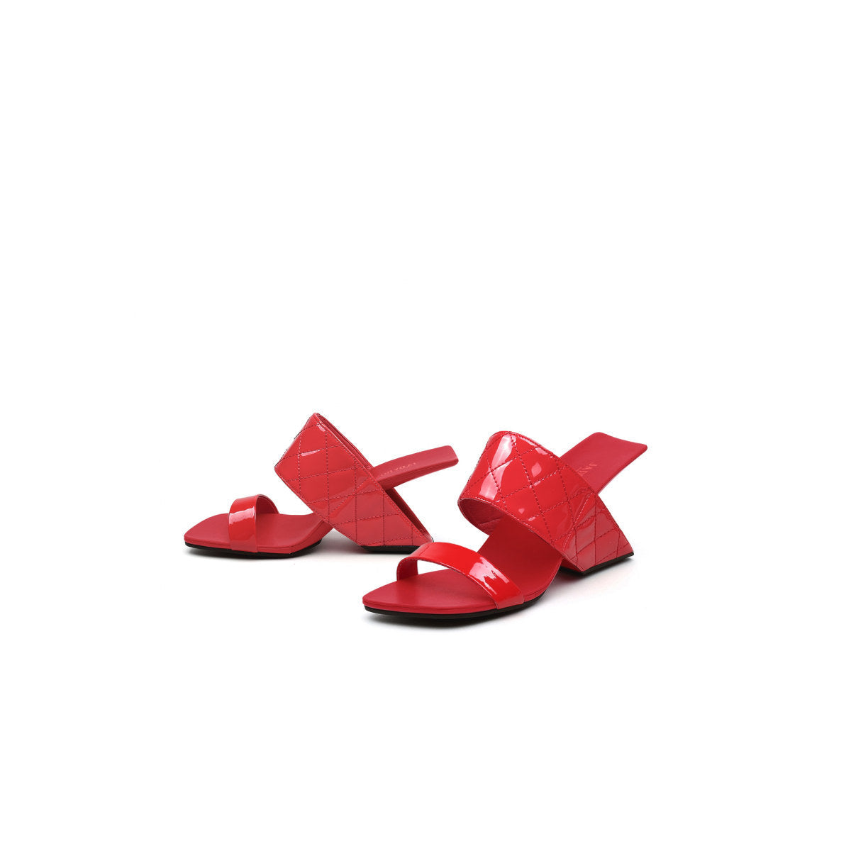 Glossy Neon Leather Wedge Heels-4