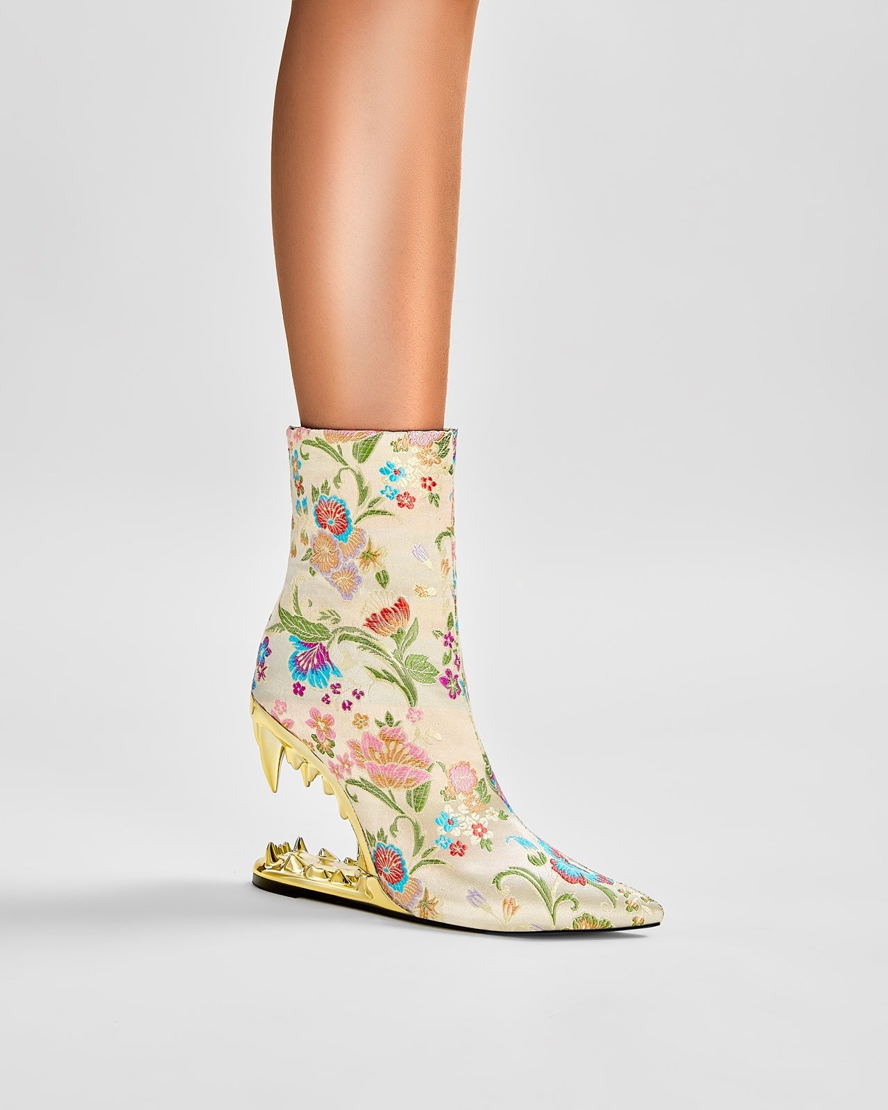 Paisley Encrusted Bite Heel Ankle Boots-3