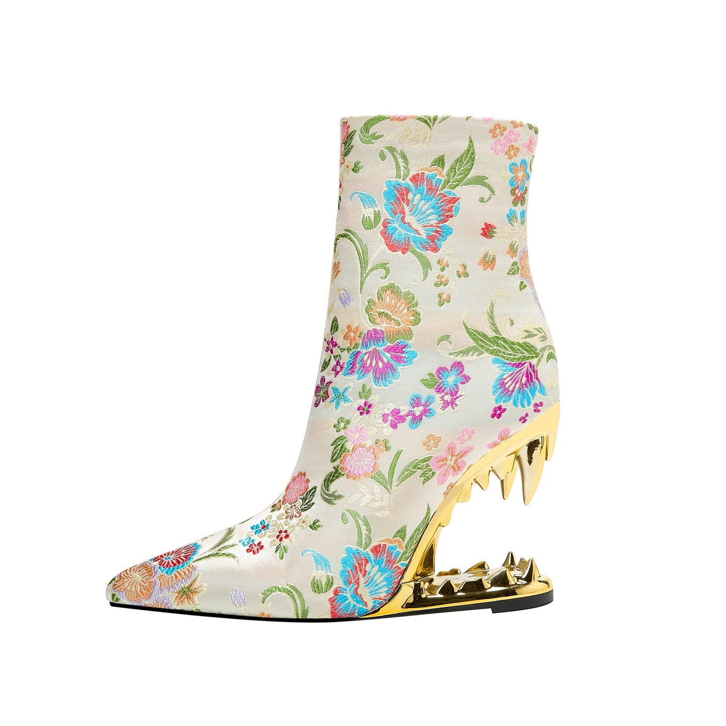 Paisley Encrusted Bite Heel Ankle Boots-4