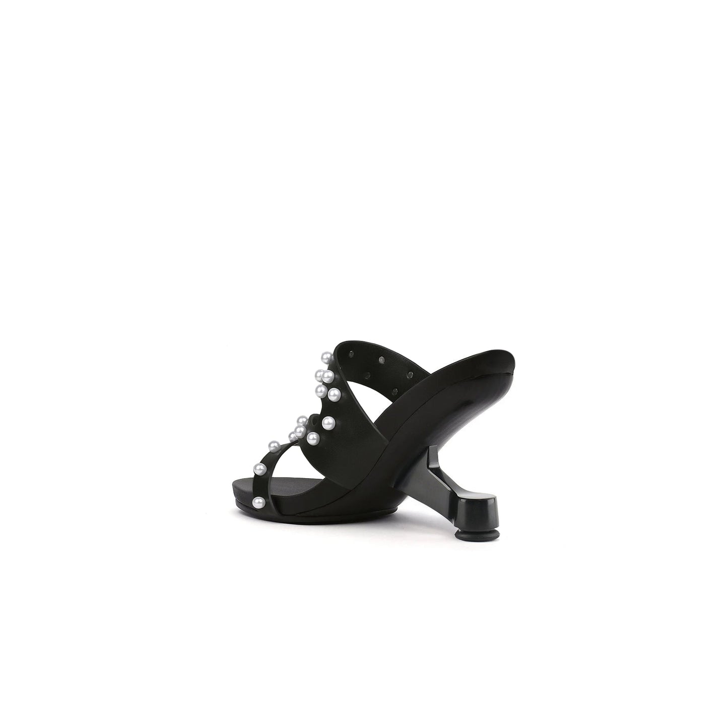 Pearl Strap High Heel Mules-3