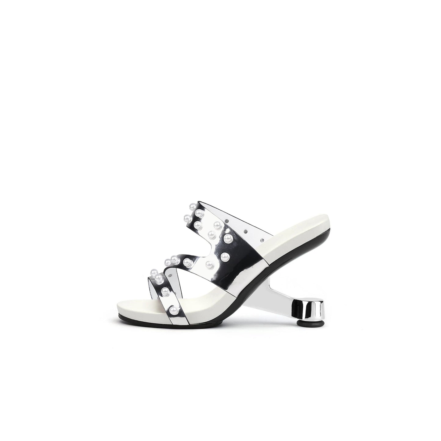 Pearl Strap High Heel Mules-6