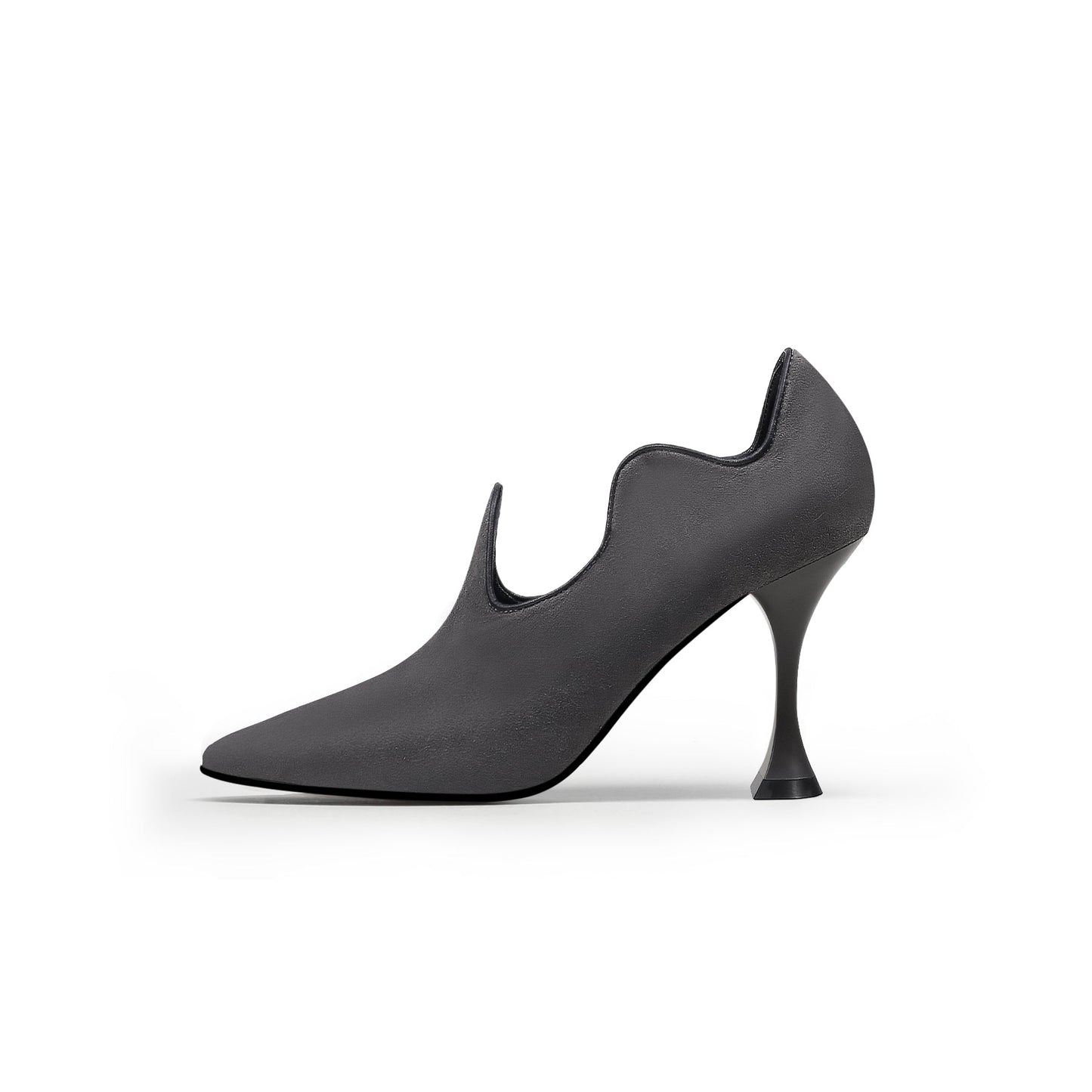Scallop Wavy Suede Stiletto Pumps-5