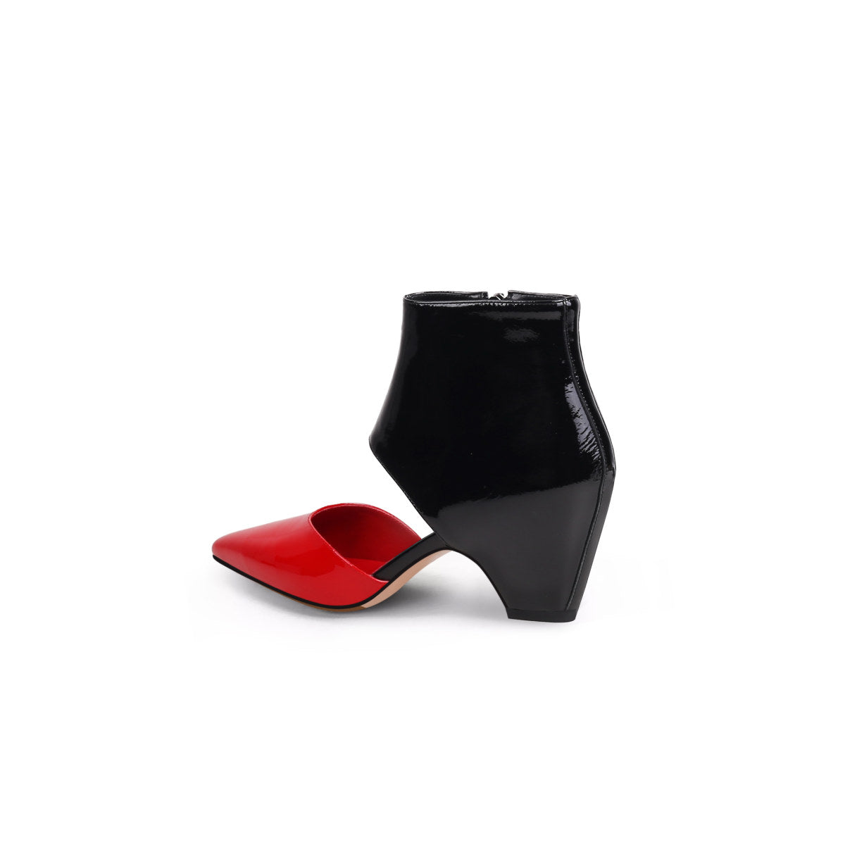 Shiny Leather Cutout Ankle Boots-3