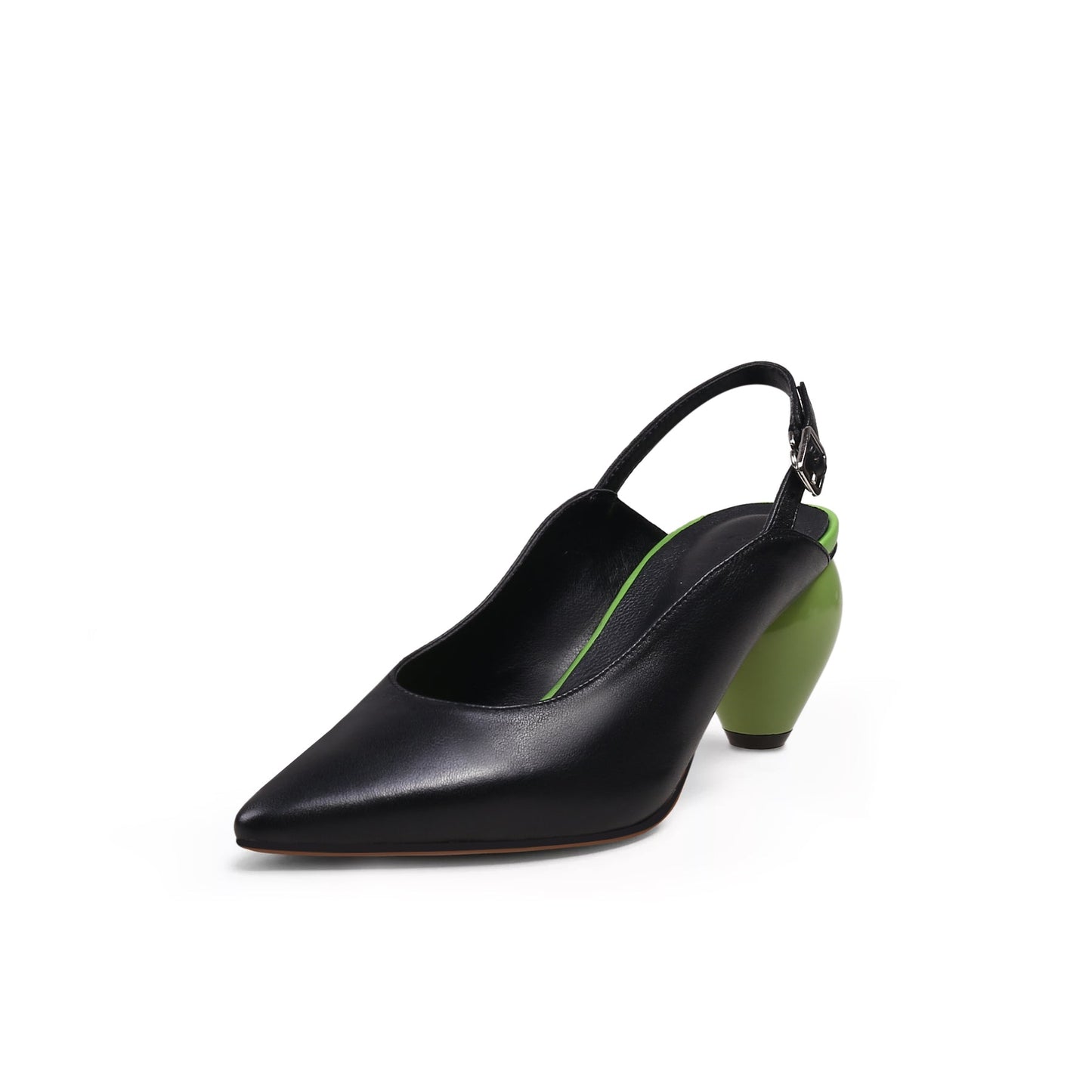 Slingback Low-Heel Pointed Sandals-1