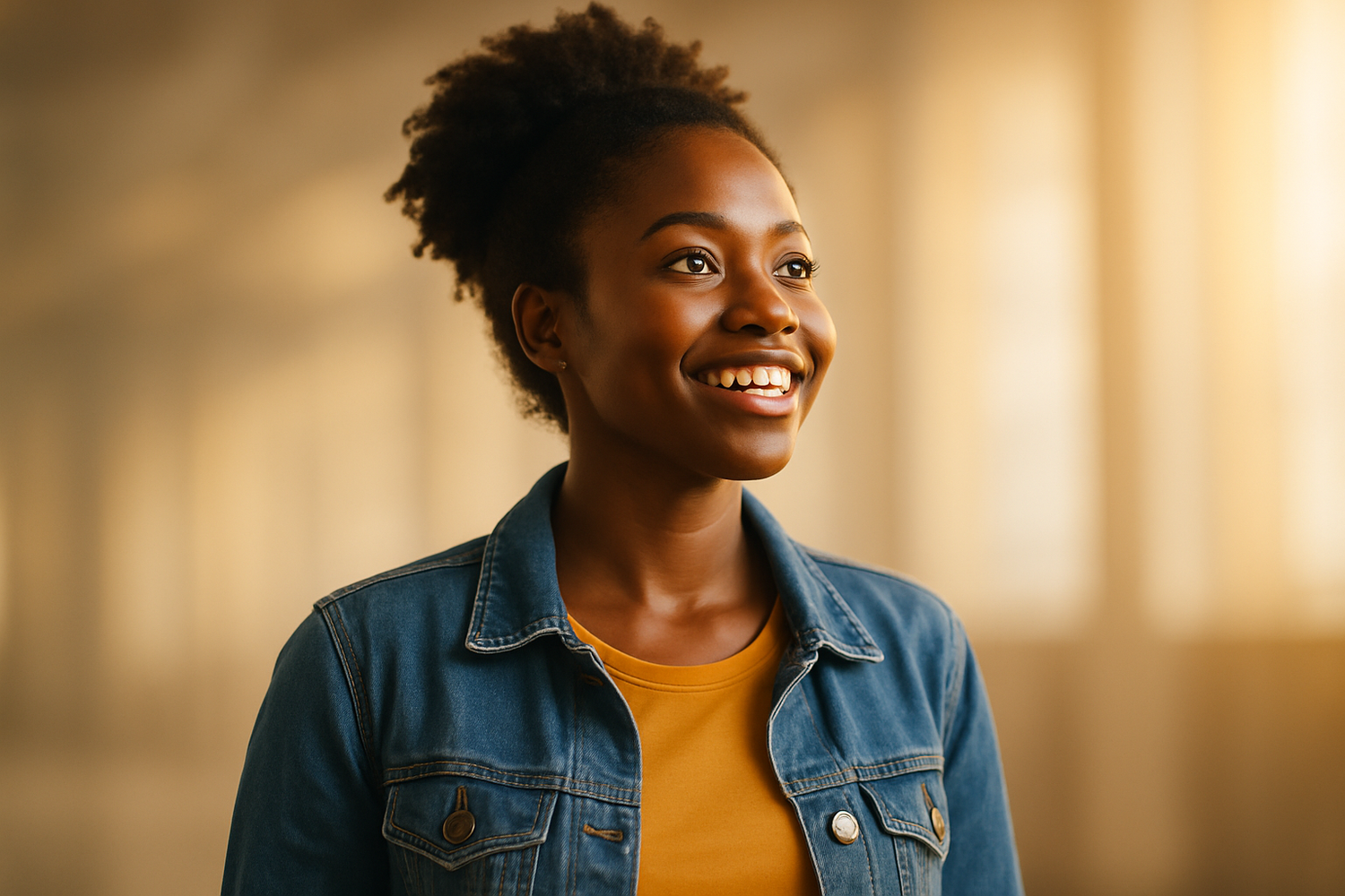 une jeune africaine sensuelle regardant son objectif avec enthousiasme