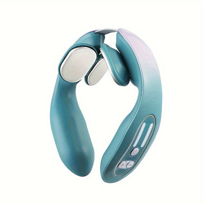 USB Rechargeable Neck & Head Massager - Luxury 4-Head Heating Massager(Blue)-0