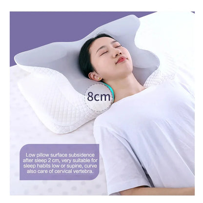 Butterfly-Shaped Memory Foam Pillow Slow Rebound Cow Horn Design Grey-4