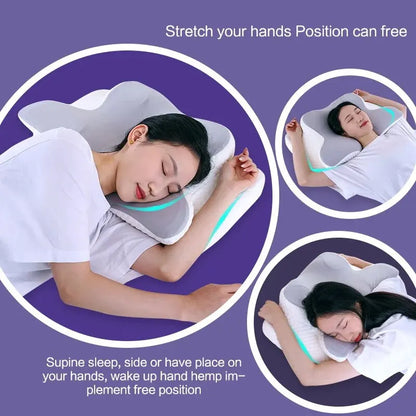 Butterfly-Shaped Memory Foam Pillow Slow Rebound Cow Horn Design Grey-1