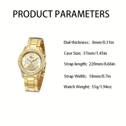 Women’s Luxury Gold Watch Jewelry Set (5PCS)-3