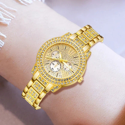 Women's Gold Quartz Watch Jewelry Gift Set-2