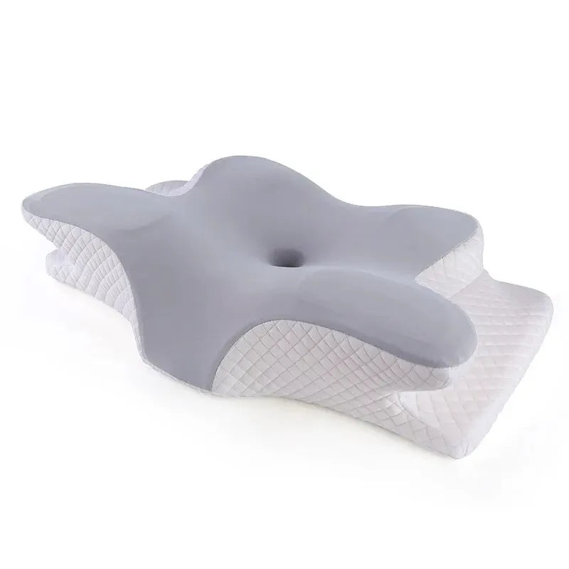 Butterfly-Shaped Memory Foam Pillow Slow Rebound Cow Horn Design Grey-0