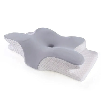 Butterfly-Shaped Memory Foam Pillow Slow Rebound Cow Horn Design Grey-0