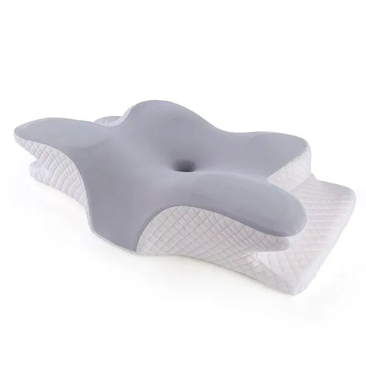 Butterfly-Shaped Memory Foam Pillow Slow Rebound Cow Horn Design Grey-0