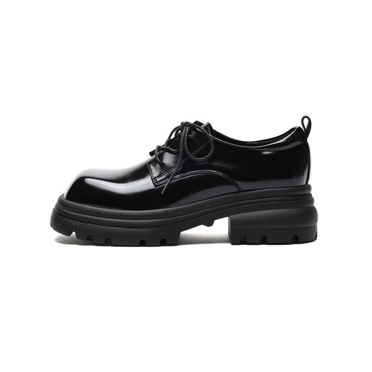 British Thick-Sole Derby Leather Lace Ups-0