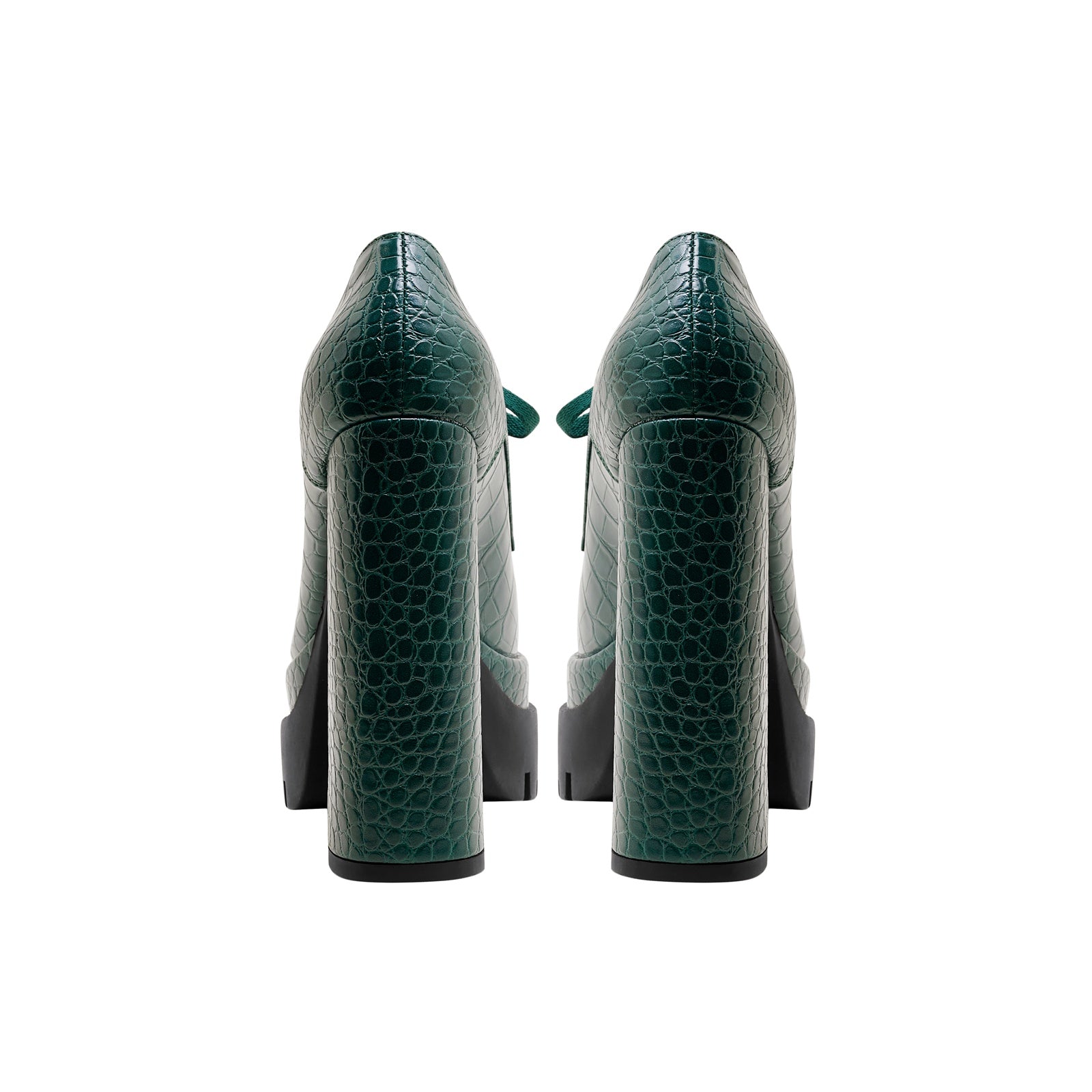 Forest Green Chunky Oxford Platform Heels-2