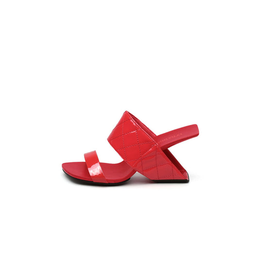 Glossy Neon Leather Wedge Heels-0