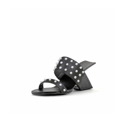 Metallic Beaded Arch Heel Mules-1