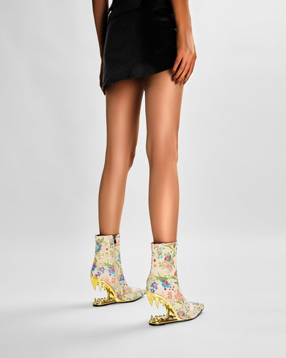 Paisley Encrusted Bite Heel Ankle Boots-0