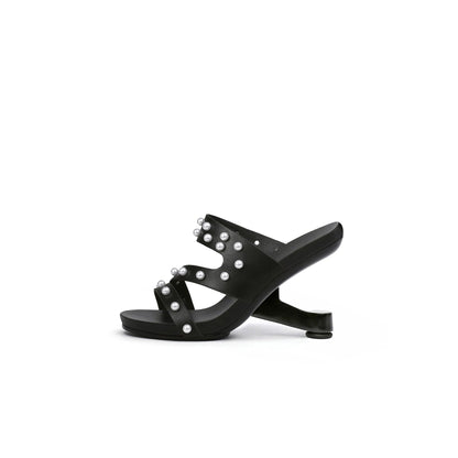 Pearl Strap High Heel Mules-0