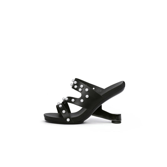 Pearl Strap High Heel Mules-0