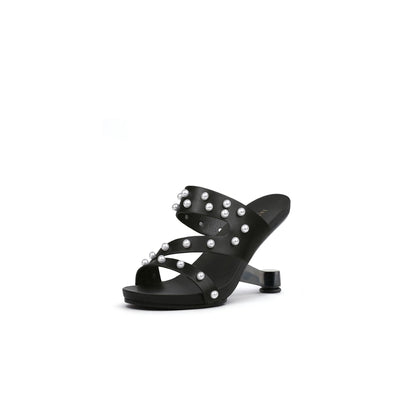 Pearl Strap High Heel Mules-1