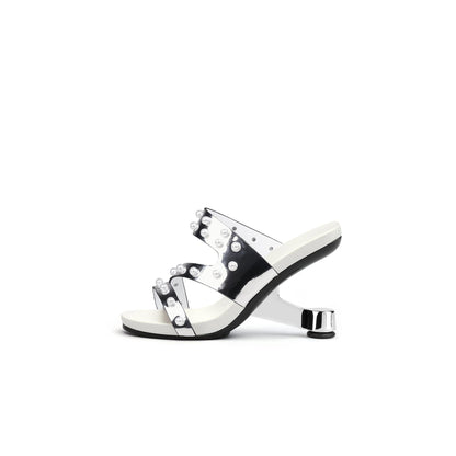 Pearl Strap High Heel Mules-6