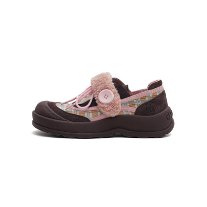 Plaid Strap-on Lace-Up Sneakers-6