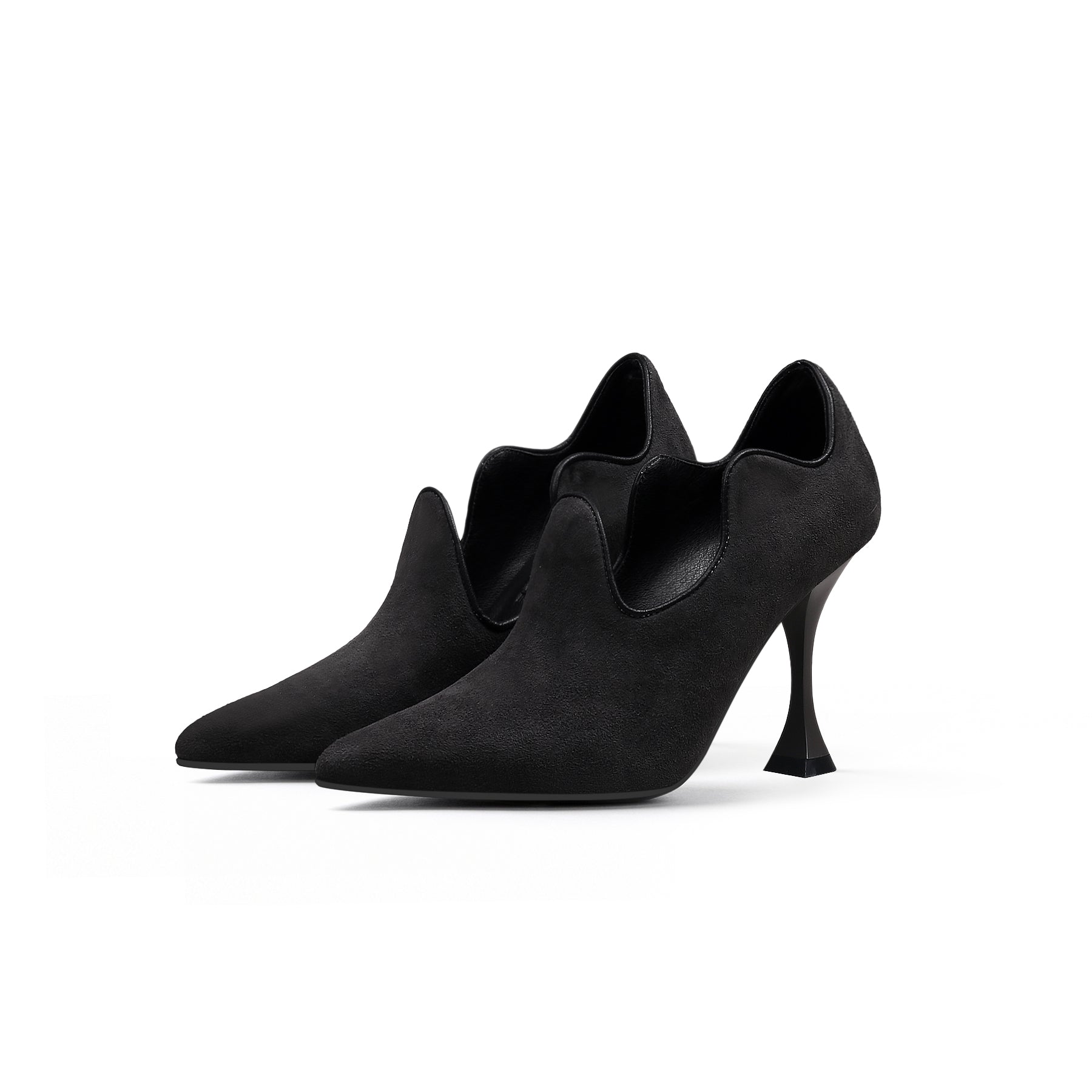 Scallop Wavy Suede Stiletto Pumps-1