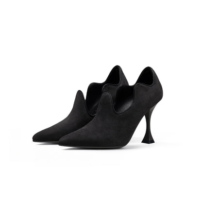 Scallop Wavy Suede Stiletto Pumps-1