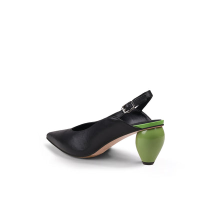 Slingback Low-Heel Pointed Sandals-3