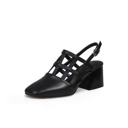 Chic Woven Leather Ankle Strap Mules-1